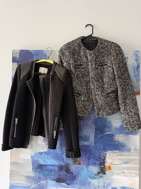 IRO Black Leather Jacket and Zara Tweed Blazer (Double Deal)